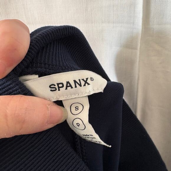 SPANX Navy AirEssentials Straight Leg Pique Pants - Picture 6 of 13